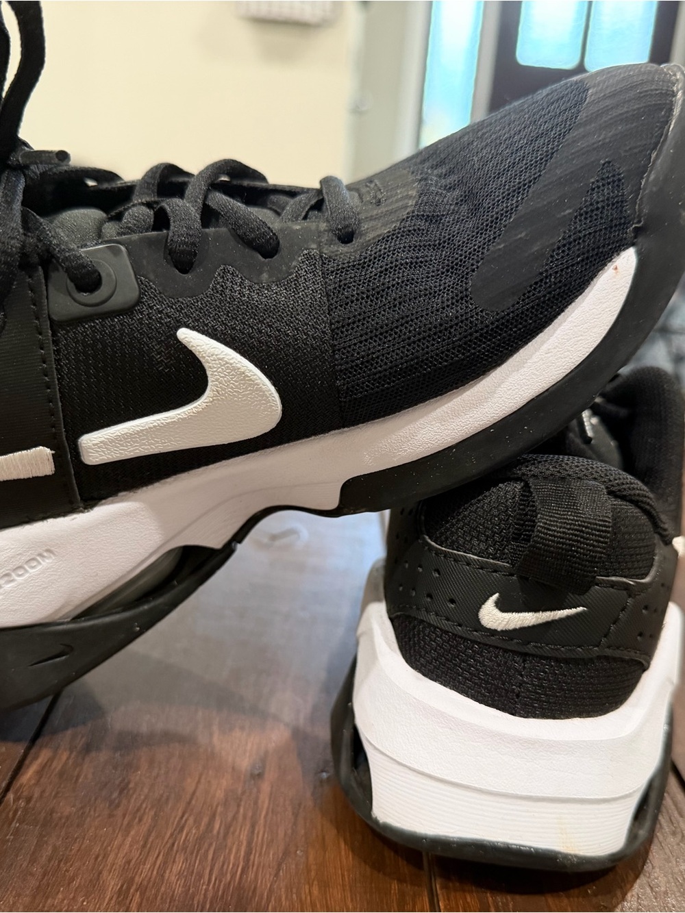 Nike Black and White Running Shoes with White Swoosh